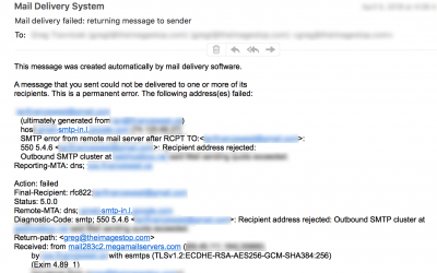 550 SPAM error message – flagging YOUR email?